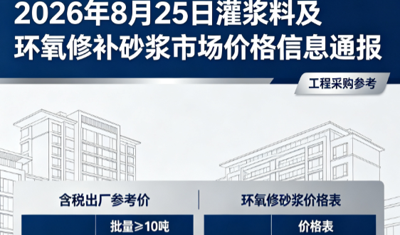 围场2026年8月25日灌浆料及环氧修补砂浆市场价格信息通报